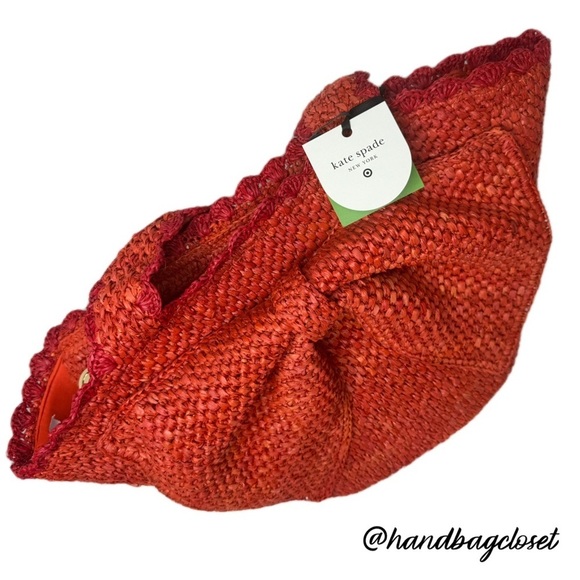 Kate Spade X Target Taffia Straw Bow Red & Orange Tote Bag - Picture 7 of 16